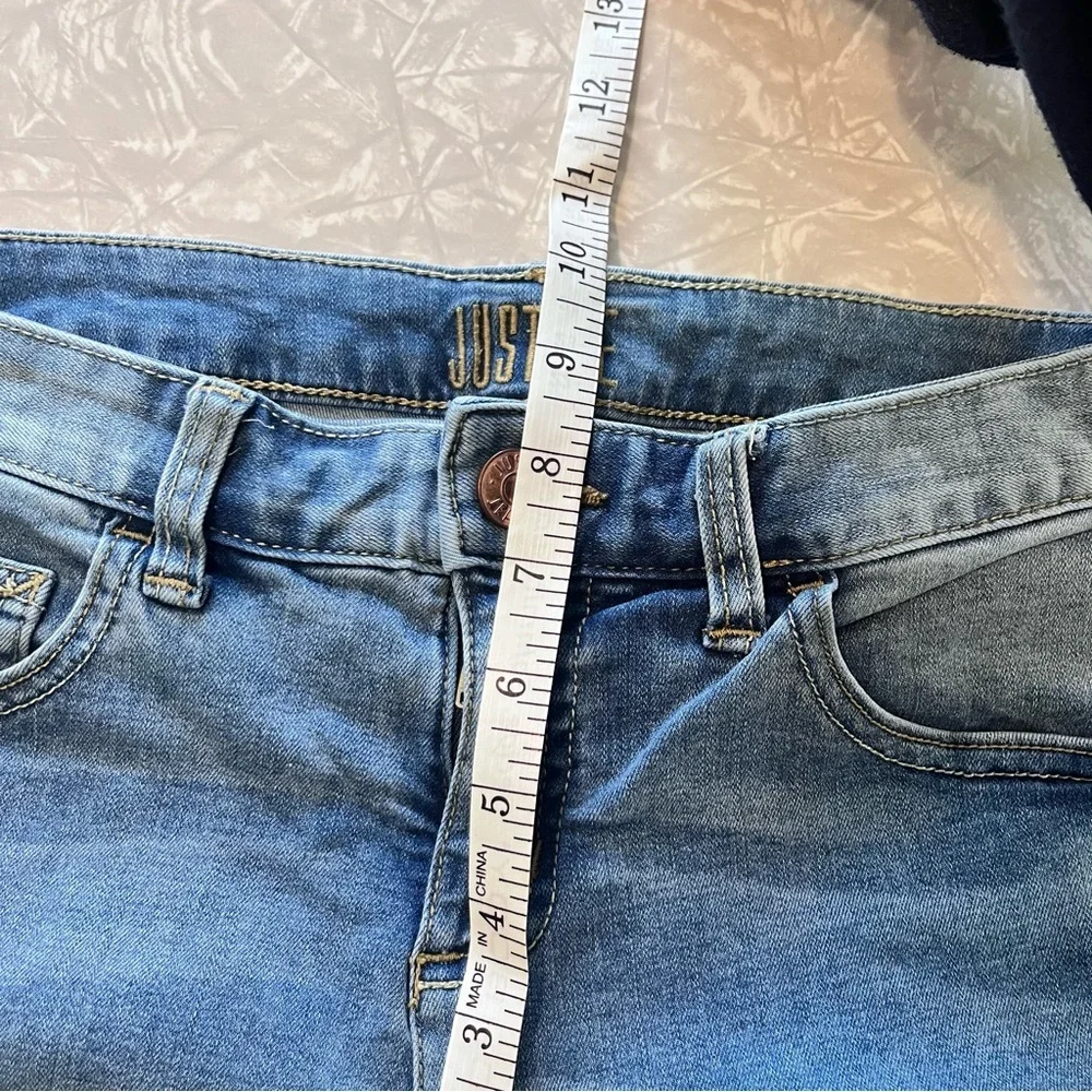girls justice size 12 plus jean shorts 8.5in inseam summer cuffed‎ hem med wash